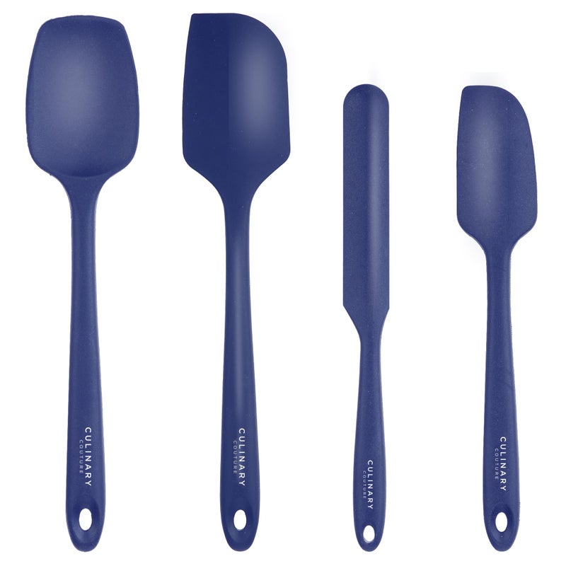 Culinary Couture 4-Piece Blue Baking Spatula Set - Holiday Baking Essentials, Rubber Spatulas Silicone Heat Resistant, BPA-Free - Spatula Set for Nonstick Cookware - Silicone Baking Utensils - Image 1